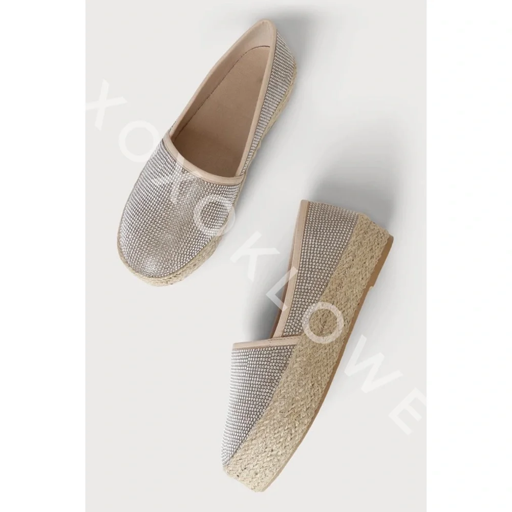 Rhinestone Sparkle Slip On Espadrille Platform Sneakers Bling Bling - Picture 7 of 14